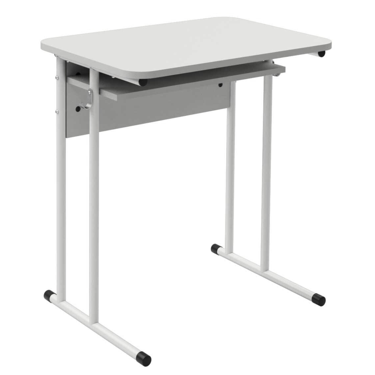 Стіл учнівський 1-місний з полицею, ростова група №6, на круглій металевій трубі, АЛМАНТ, 700х500х760 мм.